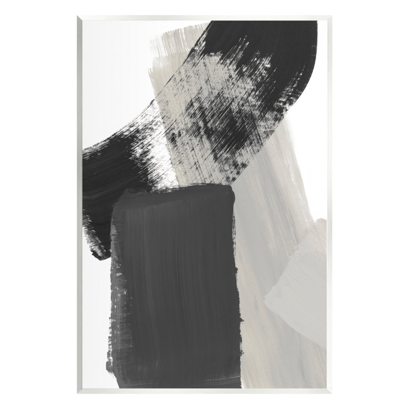 «Black & Beige Abstract on MDF» par Lanie Loreth, reproduction, H 19 po x l 13 po x P 0,5 po