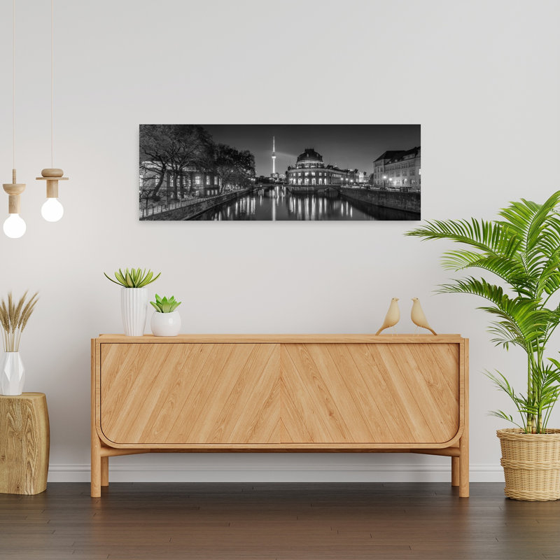 Illuminated Berlin Night by Melanie Viola - Wrapped Canvas Panoramic Print, 30.48 cm H x 91.44 cm W