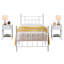 Ensemble de chambre à coucher 3 pièces Kempst, ensemble de lit simple en métal blanc avec tables de chevet, ensemble de 2, lit plateforme à broches de ferme et table de chevet blanche avec tiroir et rangement, ensemble de mobilier de chambre à coucher pour petite pièce de 3, aucun sommier nécessaire-224075580