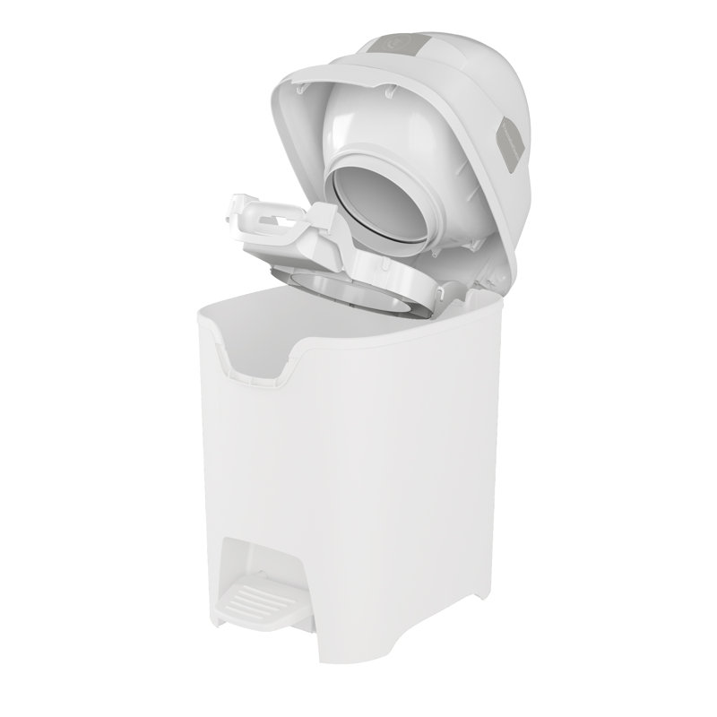 Foundations Hands-free Mini Diaper Pail, White, White