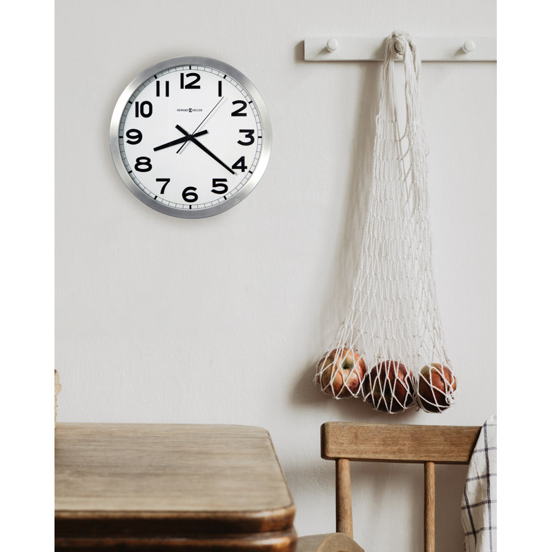 Spokane Modern & Contemporary Wall Clock, Brushed Aluminum Frame with White Dial and Arabic Numerals