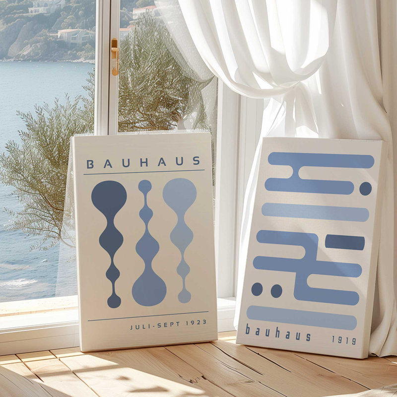 Blue Retro Circuitry Set of 2, 18" H x 24" W, Wrapped Canvas
