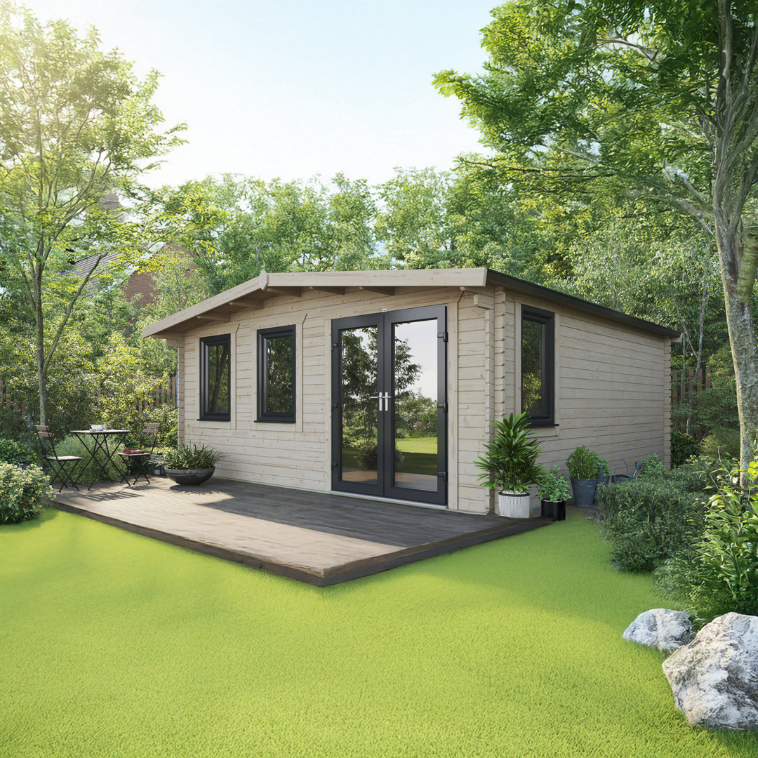 Powersheds 18 x 18ft Chalet Log Cabin, Doors to the Right - 44mm