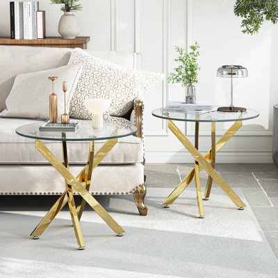 Ensemble de 2 tables de bout rondes modernes (ensemble de 2)