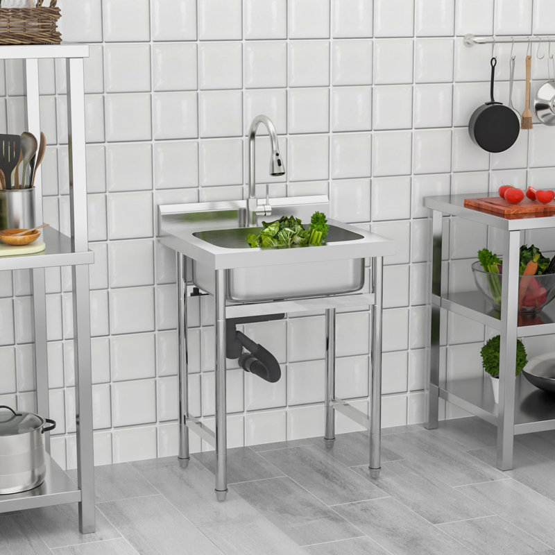 Évier de cuisine utilitaire en acier inoxydable 25 "L