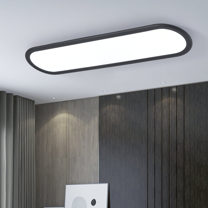 Deshunda 1 - Light 27.55" Simple Rectangle Acrylic LED Flush Mount, Black