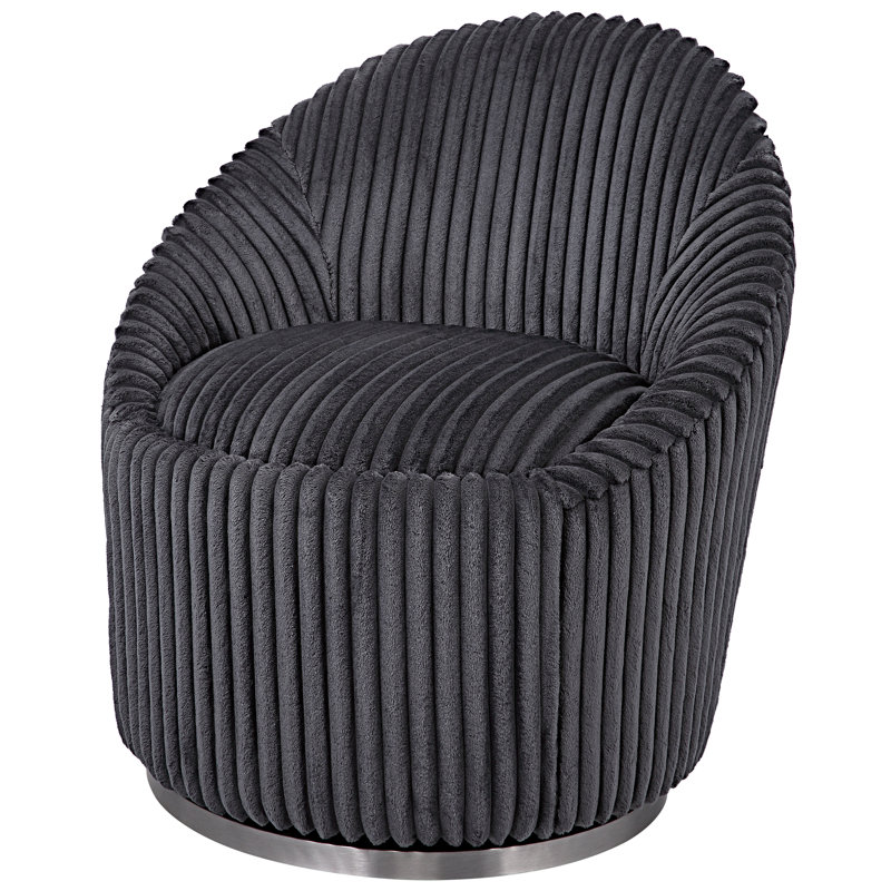 Modern Style Swivel Accent Chair & Barrel Chair, Gray Corduroy