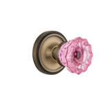 Classic Rosette with Crystal Pink Door Knob