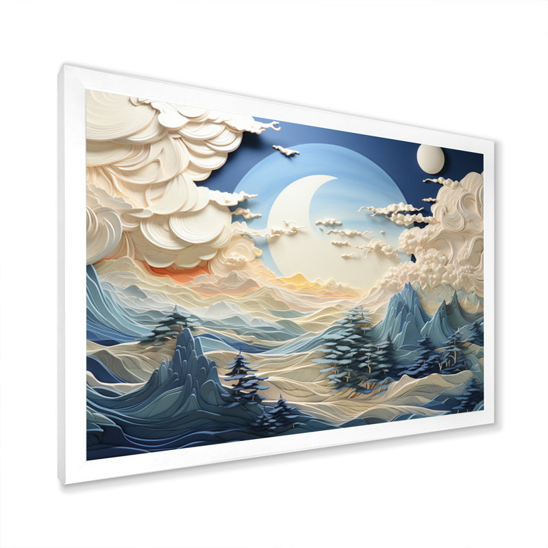 Clouds Celestial Landscape I - Landscapes Canvas Art Print, Cadre photo blanc, H 24 po x l 32 po x P 1 po
