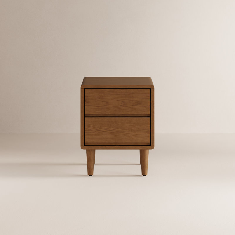 Table de chevet Mid-Century moderne en bois massif, H 19,7 po, Brun