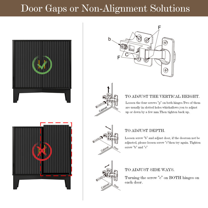 Adjustable Shelf Large-Capacity Multi-Function Storage Cabinet with Anti-Tip Design, Black