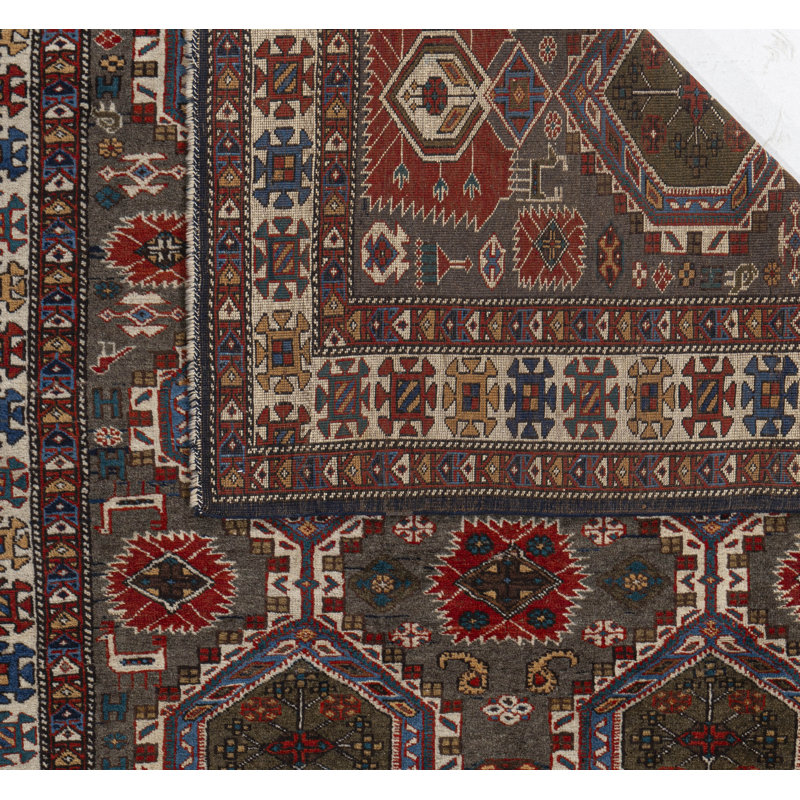 Tapis unique 4 pi 7 po x 7 pi 2 po 1950 / verts / brique