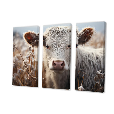 Cow Cow Portrait, reproduction de photo sur toile 3 pièces