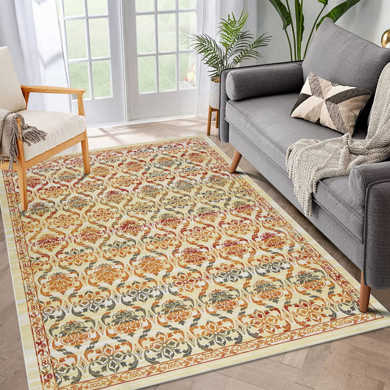 Sionn Washable Floral Indoor Rug, Rectangle 5' x 7'