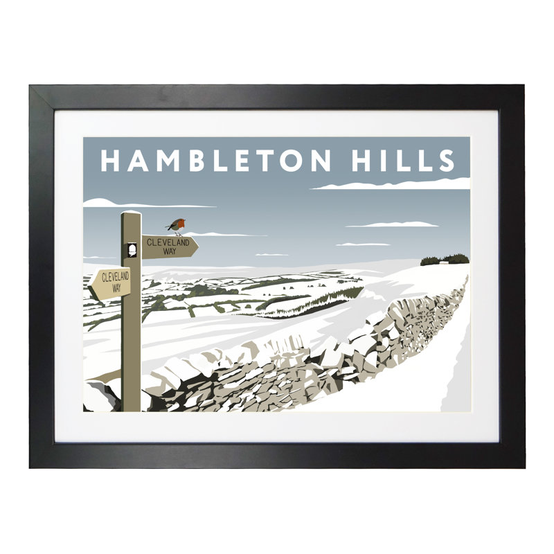 Hambleton Hills In Snow by Richard O'Neil - Print, 44 cm H x 54 cm W x 2.2 cm D, Black Wood Frame