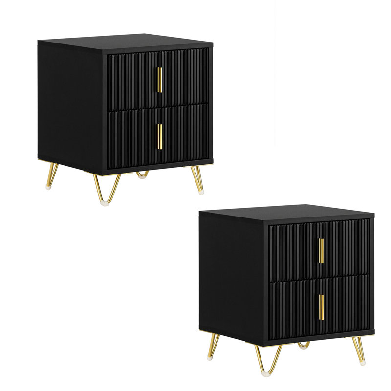 40cm W Bedside Table, Black
