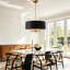 Lustre tambour 4 lumières avec finition dorée et abat-jour noir
