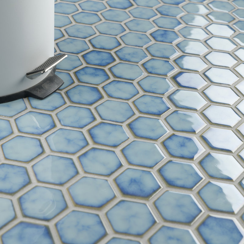 Hudson Due 2" x 2" Hex Porcelain Mosaic Wall & Floor Tile, Marine