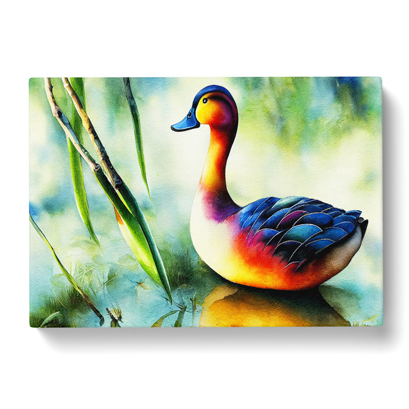 Duck Watercolour Vol.3 - Wrapped Canvas, 35cm H x 50cm W x 3cm D