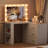 Makeup Vanity Desk with Mirror and 3-Colour Lights,6 Drawers Vanity Table with Charging Station-1947693965