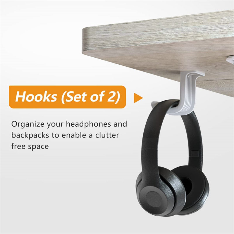 Khaseem 48" Adjustable Height Electric Standing Desk with Memory Controller and Hook, Light Brown/White