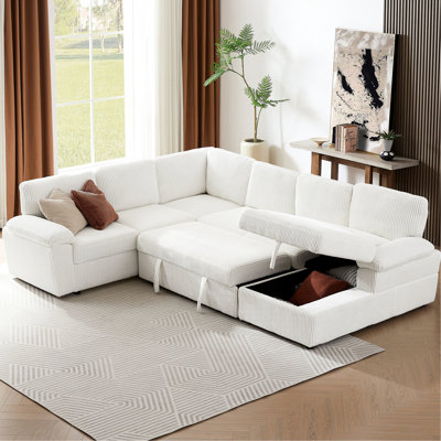 Rangement modulaire pour petits espaces - Revêtement en velours côtelé, canapé-lit convertible à assise profonde et droite, canapé spacieux, canapé-lit rembourré pour salon avec