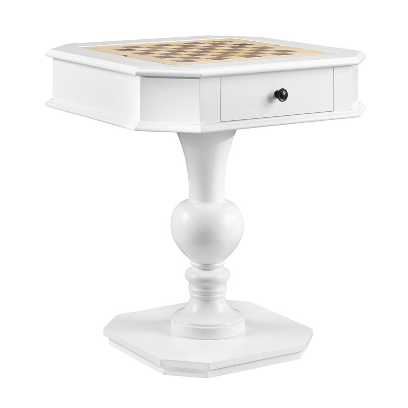 Table de jeu avec rangement 3 en 1 Ajavion - Échecs, dames et backgammon, Blanc