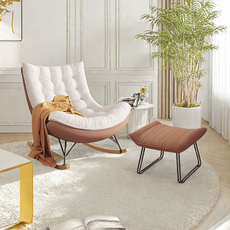 Chaise berçante en acier au carbone, Café