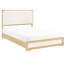 Contemporain, grand lit à panneau, tête de lit à DEL, couleur naturelle et blanche, cadre de lit en bois, mobilier de chambre à gratter, sommier tapissier blanc, bois d'ingénierie de taille, utilisation,-1866967999