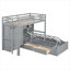 Lit superposé simple avec tiroirs, garde-robe, tablettes de rangement et lit hydraulique-105583776