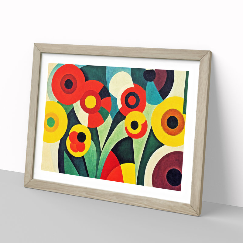 Dreamy Abstract Flowers - Single Picture Frame Print, 46cm H x 64cm W, Oak