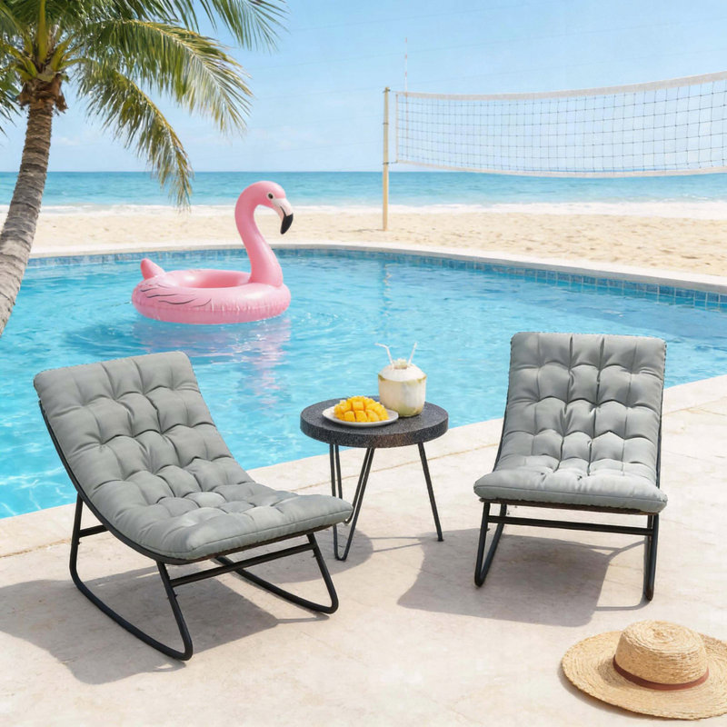 Ensemble de 2 chaises berçantes en acier avec dossier ergonomique incurvé