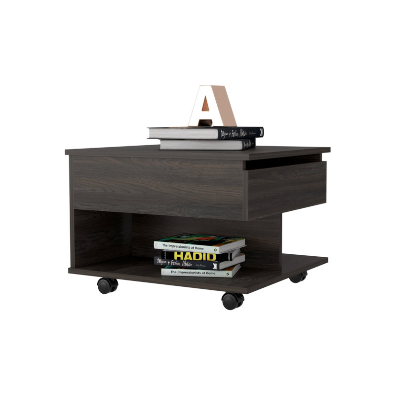 Table basse à 4 pieds avec rangement Floyde, Espresso, Espresso