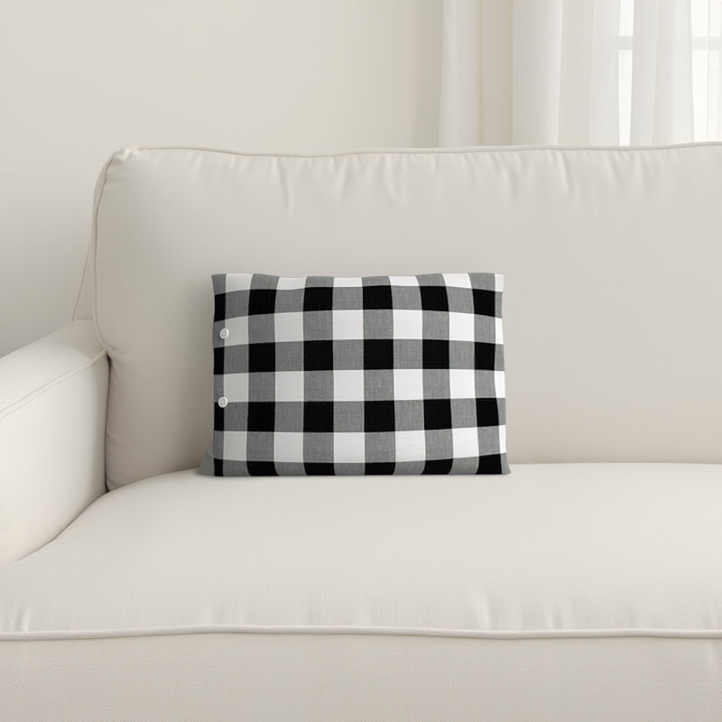 Hamilton Boudoir Cotton Checkered Lumbar Pillow