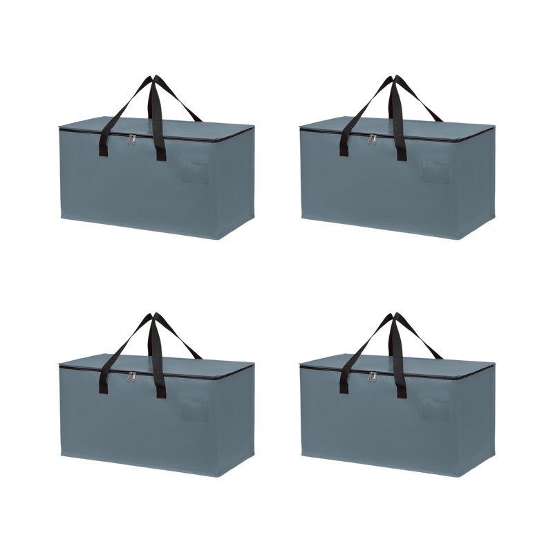  Paquet de 4 grands bacs de rangement avec couvercles, organisateurs de placard robustes et rangement, sacs de rangement pour vêtements pliables, contenants de rangement pour couverture, édredon, oreiller, literie (gris, paquet de 4)