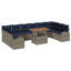  Ensemble de canapé de jardin 11 pièces gris et bleu marine 100 x 55 x 73 cm-931769501