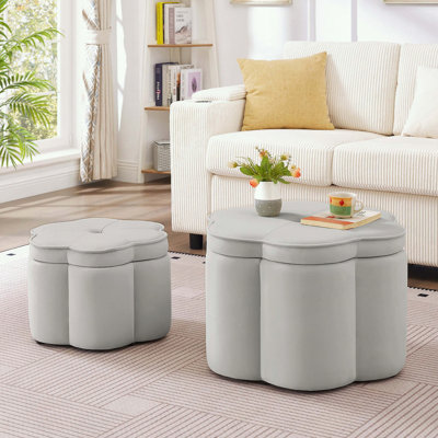 Ensemble de 2 repose-pieds en velours avec rangement