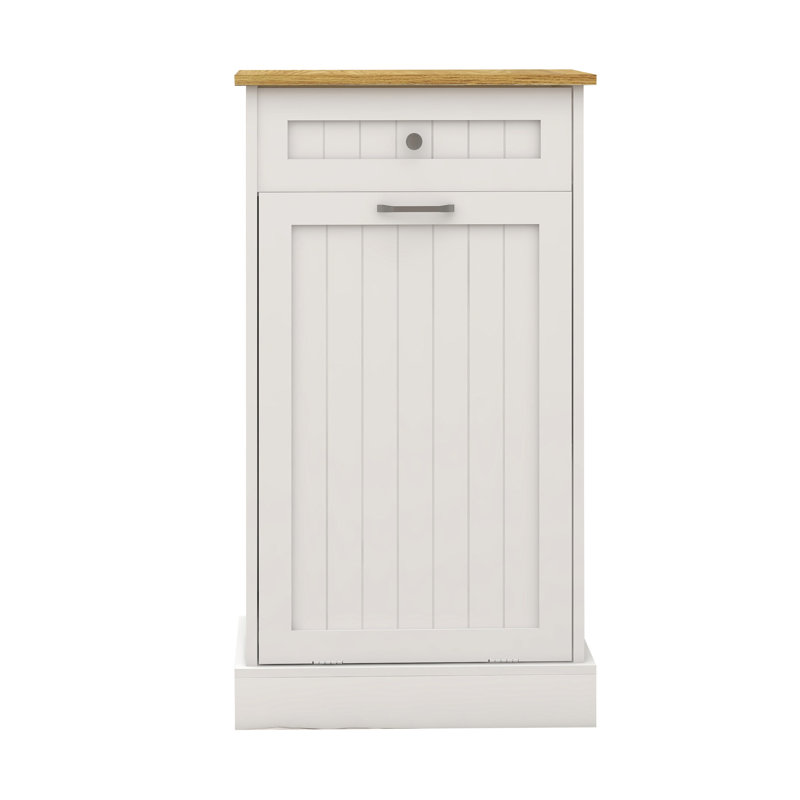 One Drawers And One-Compartment Tilt-Out Trash Cabinet Kitchen Trash Cabinet-White