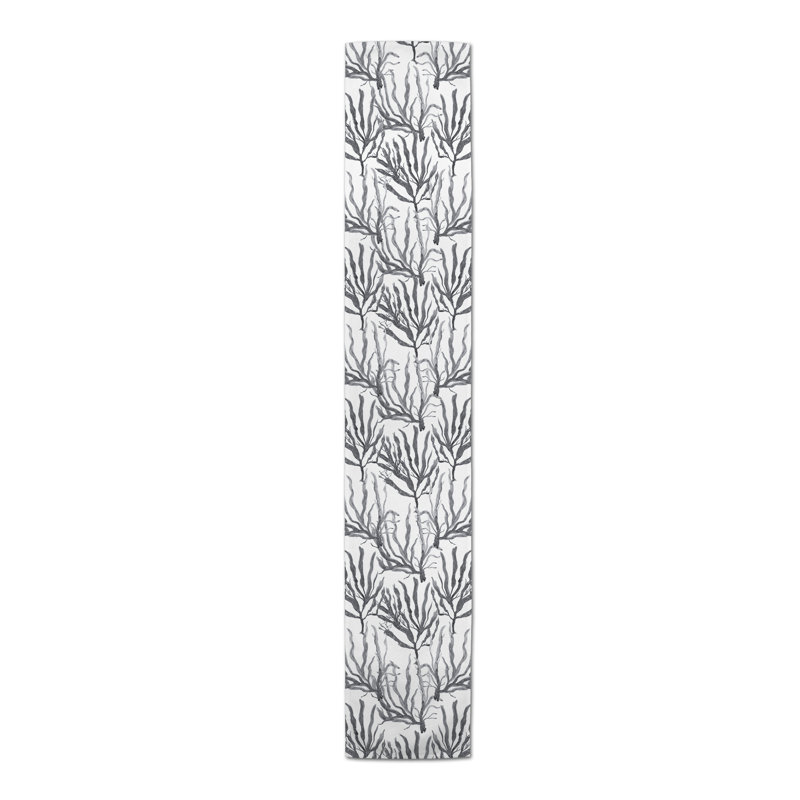 Marrero Floral Table Runner, 90" L x 16" W, Gray