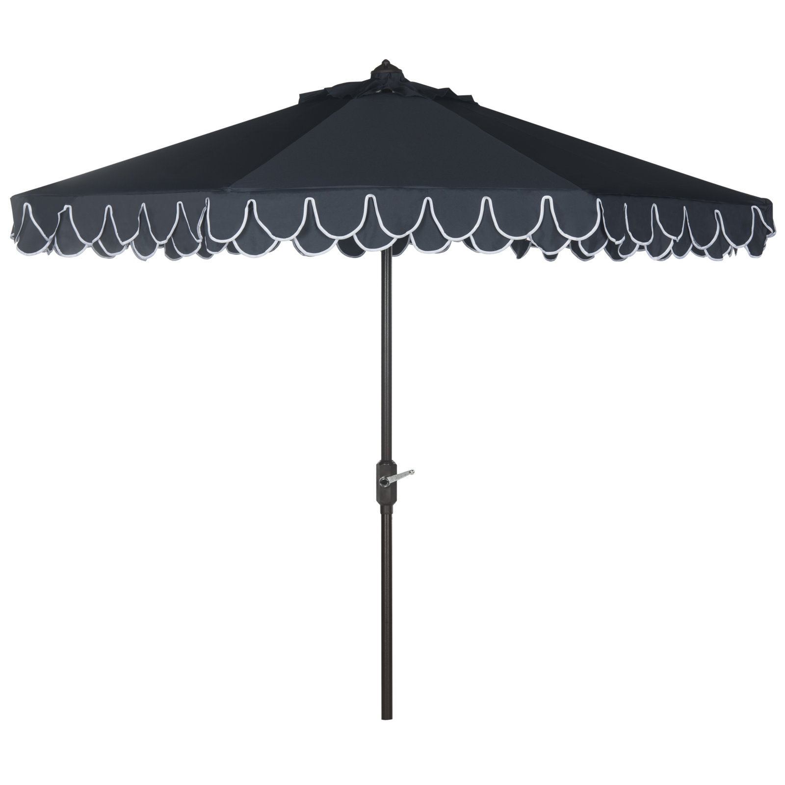 Iago 9' Market Umbrella, Navy/White, Brown