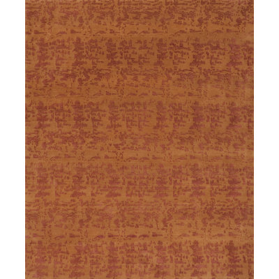 Modern Tibet Hand Knotted Abstract Area Rug in Orange