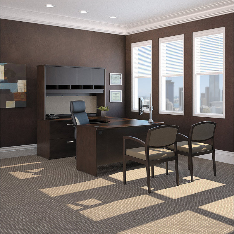 Series C L-Shaped Computer Desk, Mocha Cherry, Right