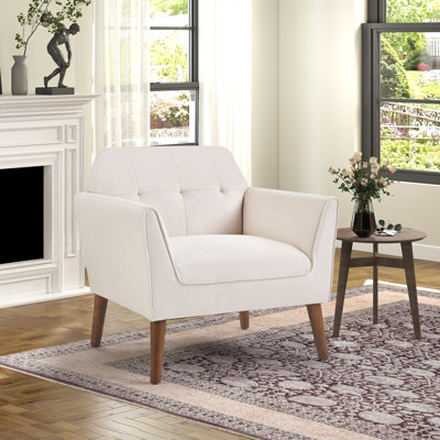Fauteuil d'appoint rembourré 32,2 po de largeur avec pieds en bois massif