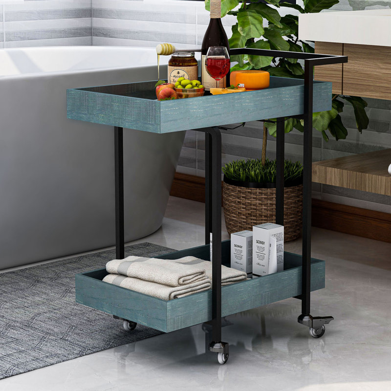 Obrian Metal Bar Cart, Blue