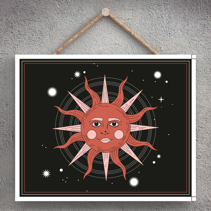 Kana Zodiac Wall Decor on Solid Wood, Black