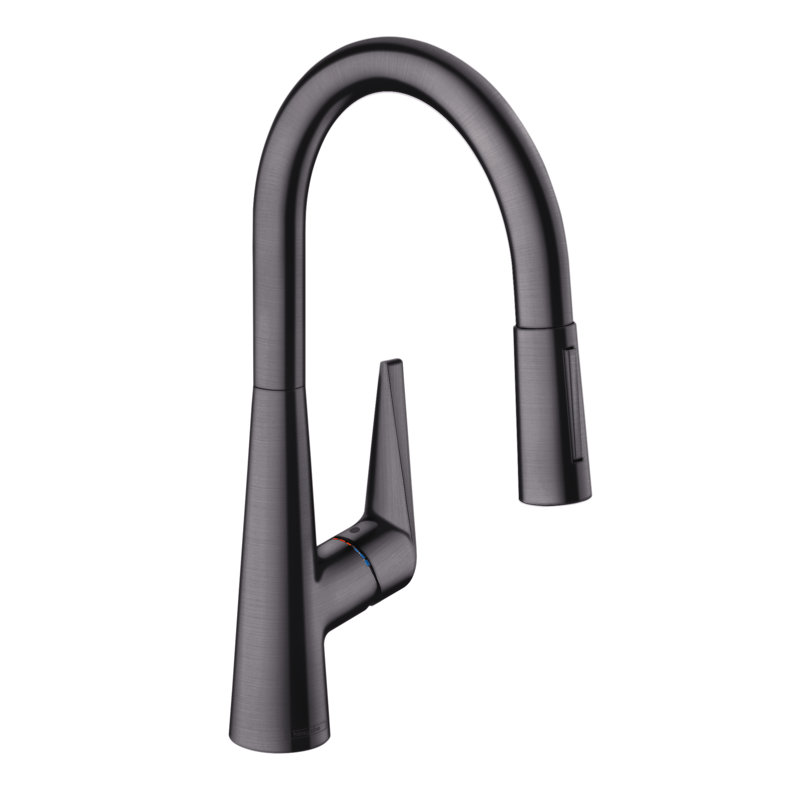 Robinet de cuisine à poignée simple Talis S, Noir brossé / chrome