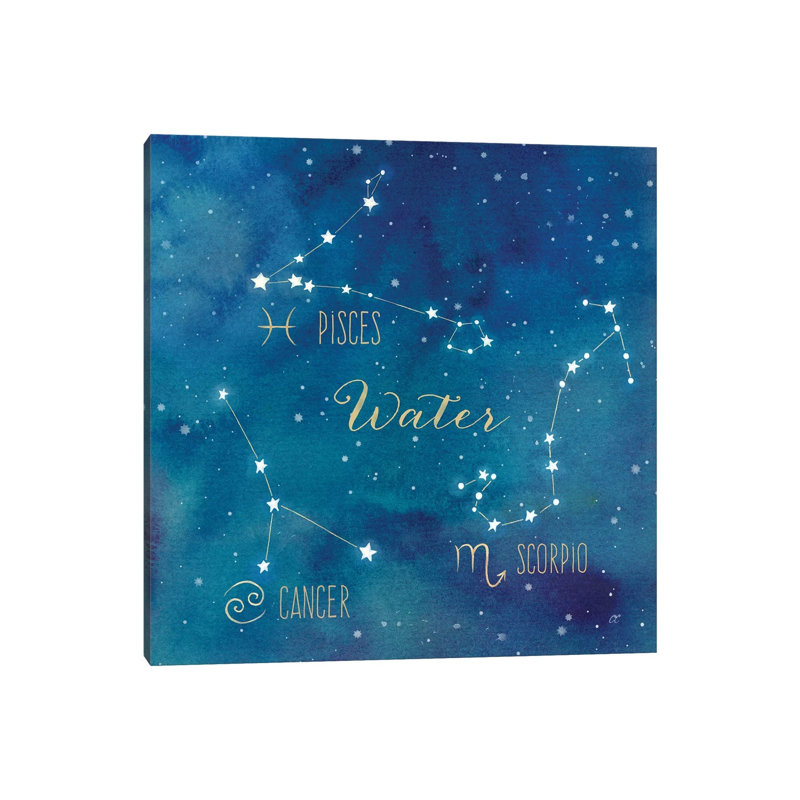 Star Sign Water by Cynthia Coulter - Wrapped Canvas Painting, 30.48 cm H x 30.48 cm W