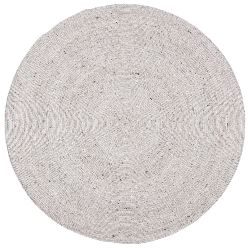 Tapis de couleur unie en coton tissé à la main Coles, Rond 7 pi