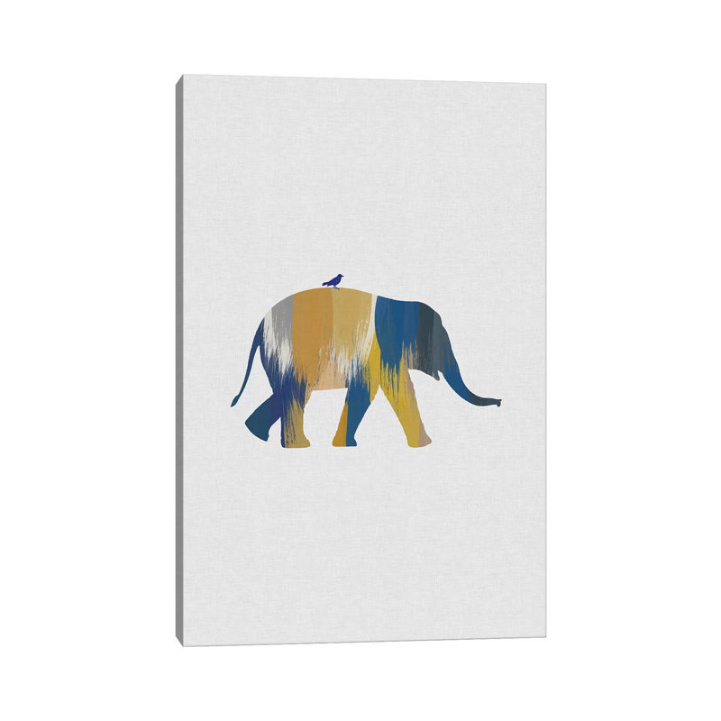 Elephant Blue And Yellow by Orara Studio - Wrapped Canvas Gallery-Wrapped Canvas Giclée, 101.6 cm H x 66.04 cm W x 1.91 cm D
