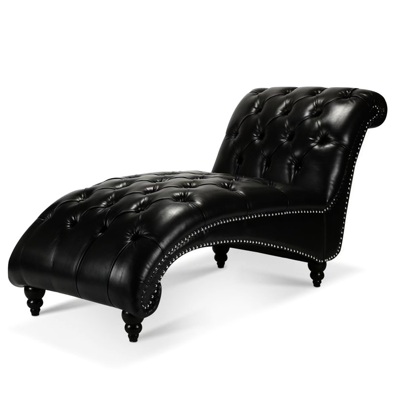 Chaise longue tendance avec velours et siège confortable en mousse noire de 4,72 po, Noir